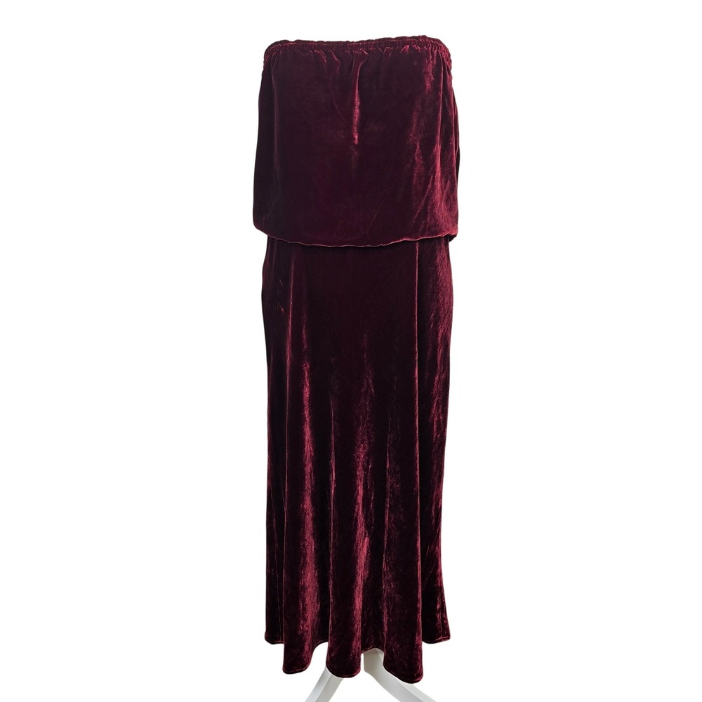 J. Crew Burgundy Velvet Strapless Maxi Dress